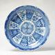 Large Antique Kangxi Chinese Porcelain Plate Pomegranate Flower Compartments