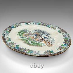 Large Antique Oval Meat Platter, Chinese, Ceramic, Serving Plate, Victorian