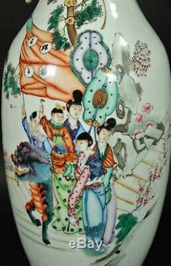 Large Antique Porcelain Famille Rose Vase China Early 20th C Republic 23'