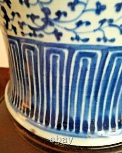 Large Antique Qianlong Period Blue And White Lamp CHINA Circa 1735 to 1796