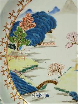 Large Antique Qianlong Period Chinese Famille Rose Porcelain Deep Serving Dish