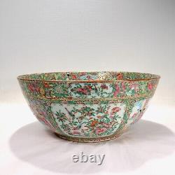 Large Antique Rose Medallion Chinese Export Porcelain Punch Bowl