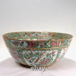 Large Antique Rose Medallion Chinese Export Porcelain Punch Bowl