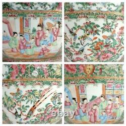 Large Antique Rose Medallion Chinese Export Porcelain Punch Bowl