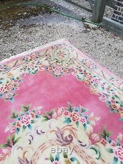 Large Antique Style Vintage Pink Chinese Oriental Floral Large Rug 4m X 3m