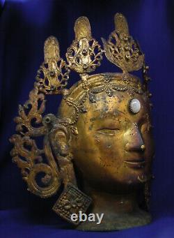 Large Antique Tibetan Buddhist Gilt Bronze