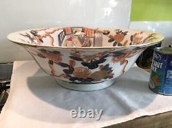 Large Antique Vintage Chinese Chinoiserie, imari Porcelain Wash Bowl And Jug