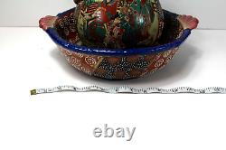 Large Antique Vintage Chinese Imari MeijiHand painted Gilt Porcelain Bowl & Jug