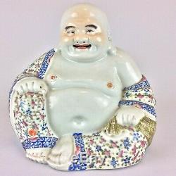 Large Antique Vintage Chinese Porcelain Famille Rose Buddha Statue Figure