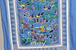 Large Antique / Vintage Chinese Thai Blue Hmong Embroidery Tapestry