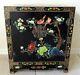 Large Antique/vtg Chinese Black Lacquer Jewelry Box Chest Cabinet Side/end Table