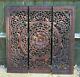 Large Asian Style Wooden Hand Carved 3 Section Hanging Wall Panels