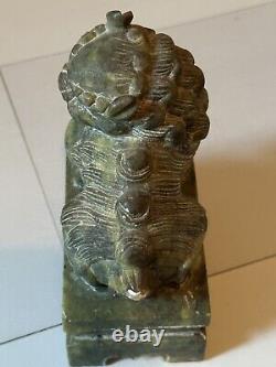 Large Beautiful Antique Chinese Green Jade Or Hardstone Foo Dog. VERY HEAVY
