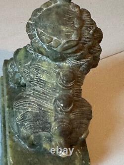Large Beautiful Antique Chinese Green Jade Or Hardstone Foo Dog. VERY HEAVY
