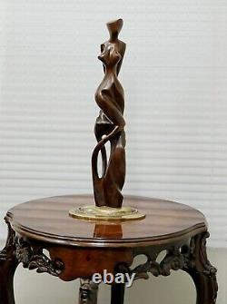 Large Beautiful Nude Abstract Art Sculpture On Gold Base Designer Signed R&G 18