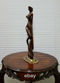 Large Beautiful Nude Abstract Art Sculpture On Gold Base Designer Signed R&G 18