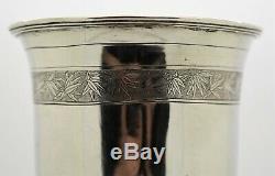 Large CHINESE EXPORT solid silver BAMBOO GOBLET. 3 BAMBOO STEM, Signed c. 1900