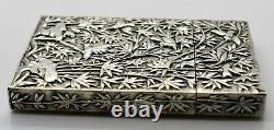 Large CHINESE EXPORT solid silver FIGURAL CARD CASE 10 figures. Wang Hing c1900