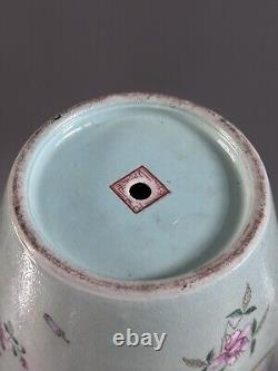 Large CHINESE Republic Turquoise Ground SCRAFFITO Famille Rose MEDALLION VASE