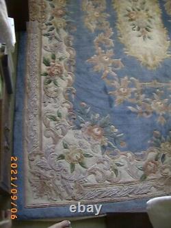 Large CHINESE WOOL RUG 2.9 x 1.8 m THICK PILE-FRINGED-SCULPTED TRADITIONAL