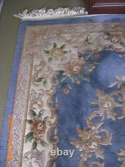 Large CHINESE WOOL RUG 2.9 x 1.8 m THICK PILE-FRINGED-SCULPTED TRADITIONAL