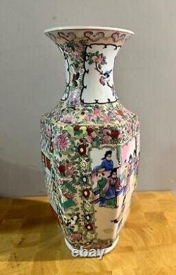 Large Canton Famille Rose Porcelain Vase 36 cm