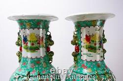 Large Canton Porcelain Urns Chinese Cantonese Asian Porcelain Vases