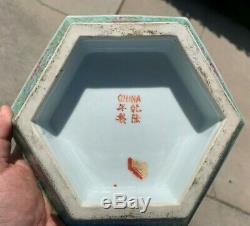 Large Chinese Antique Famille Rose Porcelain Plate Bow With Flower and Lotus
