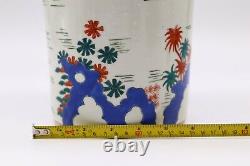 Large Chinese Antique Famille Rose Porcelain Vase With Figures And Flowers