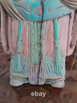 Large Chinese Antique Polychrome Painted Chinese Immortal