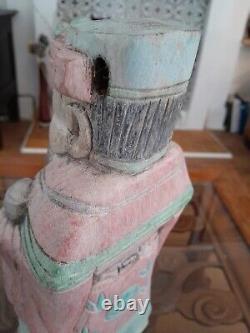 Large Chinese Antique Polychrome Painted Chinese Immortal