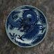 Large Chinese Blue And White Porcelain Plate Flying Dragon Painting Marks Kangxi