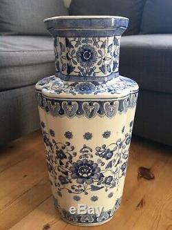 Large Chinese Blue And White Vase 50cm Marked