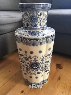 Large Chinese Blue And White Vase 50cm Marked