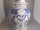 Large Chinese Blue & White Decorated Lidded Porcelain Urn 20th C 18 Tall