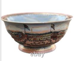 Large Chinese Bowl, Decorated Inside And Out With Coastal Scenes