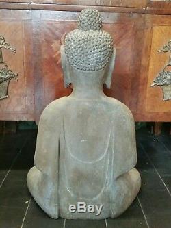Large Chinese Carved Stone Seated Buddha Statue 24 1/4'' Height