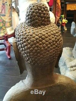 Large Chinese Carved Stone Seated Buddha Statue 24 1/4'' Height