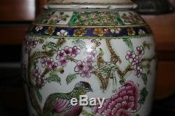 Large Chinese Ceramic Vase-Painted Birds Flowers-Signed Bottom-Detailed-#1