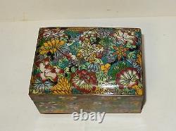 Large Chinese Cloisonne Enamel Millefleur Humidor Trunk Jar Footed Box