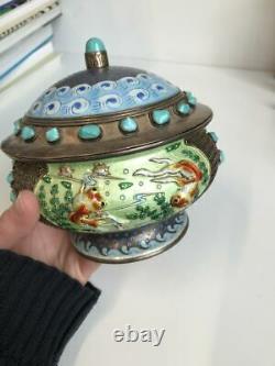 Large Chinese Enameled Gilt Silver PRC Box