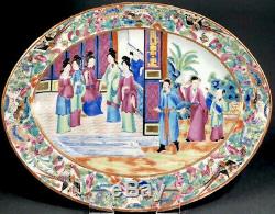 Large Chinese Export Rose Mandarin Charger Platter 19thc Perfect 11 5/8