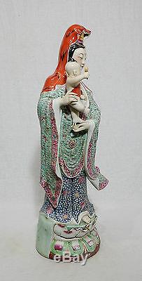 Large Chinese Famille Rose Porcelain Kwan-Yin Figure M882