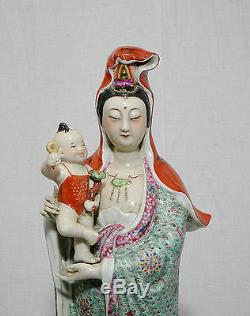 Large Chinese Famille Rose Porcelain Kwan-Yin Figure M882