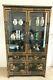 Large Chinese Furniture Black Lacquered Chinoiserie Display Cabinet 68 Ins Tall