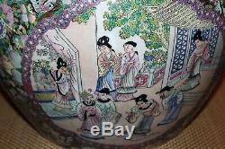 Large Chinese Garden Planter Goldfish Bowl Colorful Flowers Men Women