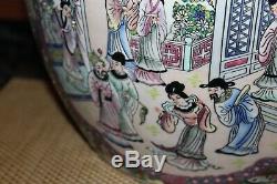 Large Chinese Garden Planter Goldfish Bowl Colorful Flowers Men Women