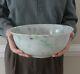 Large Chinese Jadeite Bowl W Wood Stand, Lavender, Green, Celadon 20th C