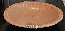 Large Chinese Ming Dynasty Longquan Celadon Dish with Wide Barbed Border C 1368+
