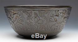 Large Chinese Ming Mark Bronze Bowl With Warriors 19/20th C